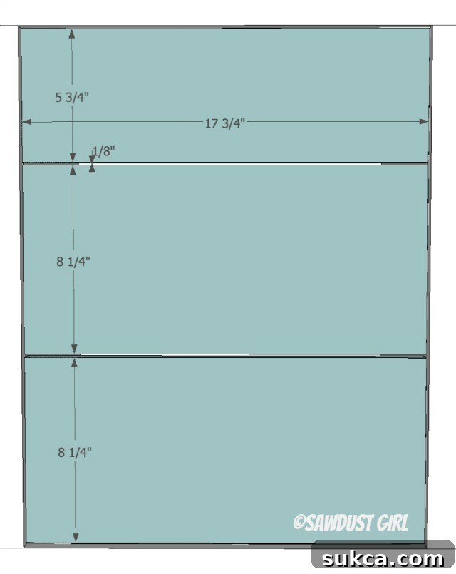 Dimensions for Center Drawer Fronts of Double Vanity