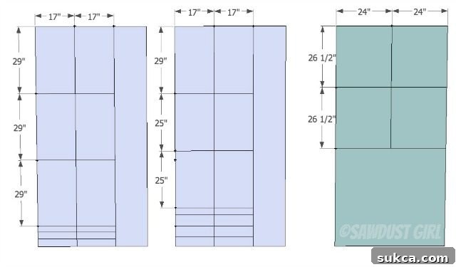 Cara Collection 4-base bookcase cut list