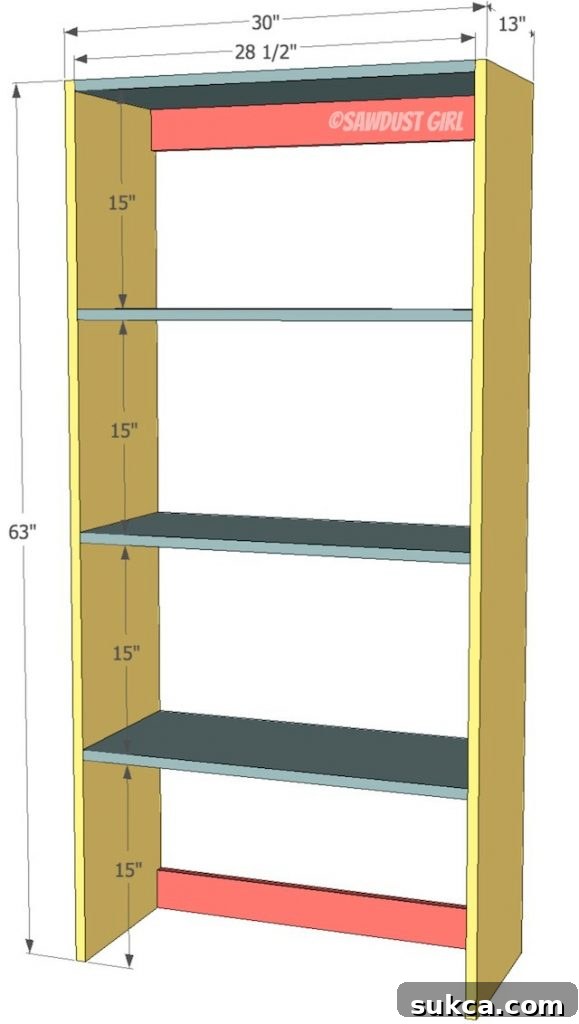 Built-in Bookshelf - Plans showing cleat and shelf attachment
