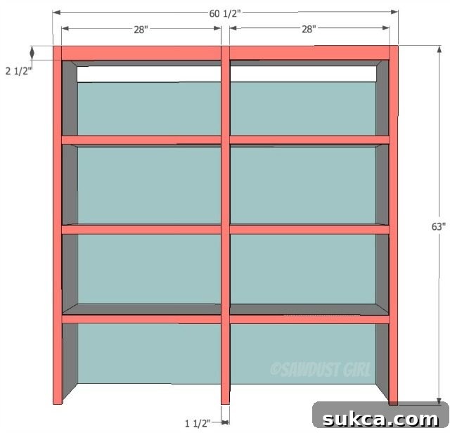 CustomBookshelves - Free Plans showing faceframe attachment