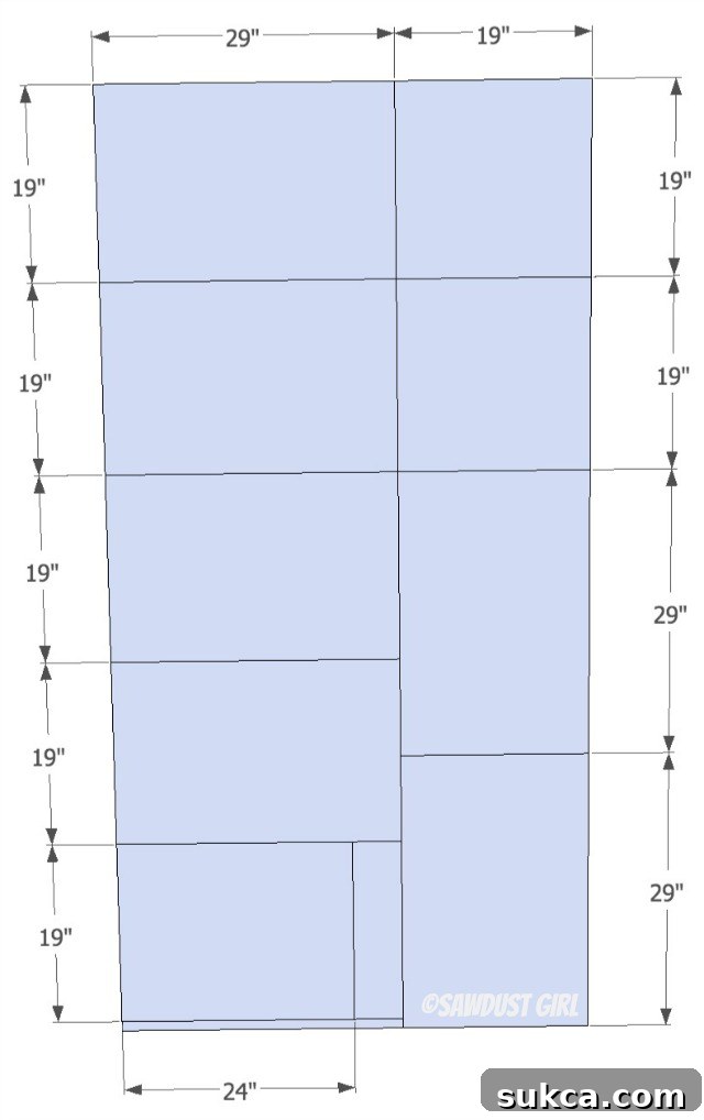 Detailed cut list for 19-inch and 24-inch base cabinets - Cara Collection