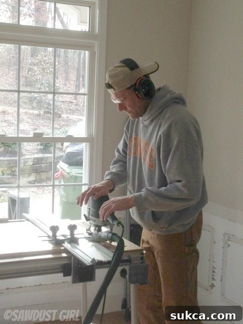Wes Making Dados for Cabinetry Wes learning woodworking, cutting dados for kitchen cabinets