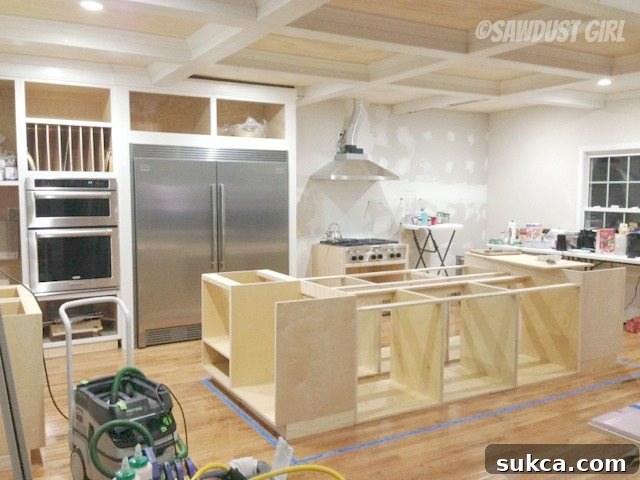 Building Kitchen Island Carcasses Partially constructed kitchen island cabinets