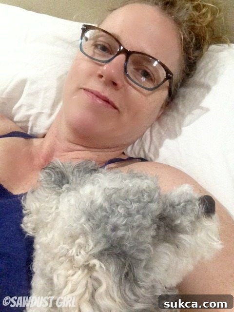 Brody: My Recovery Buddy Brody the dog keeping Sawdust Girl company during recovery