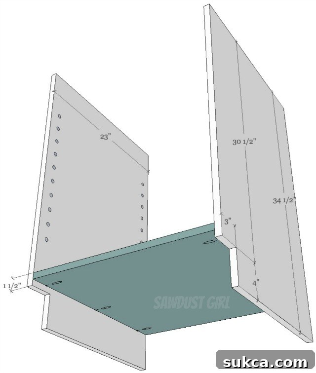 Installing the cabinet bottom with pocket hole screws