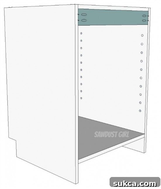Installing top and bottom nailers for securing cabinets to the wall