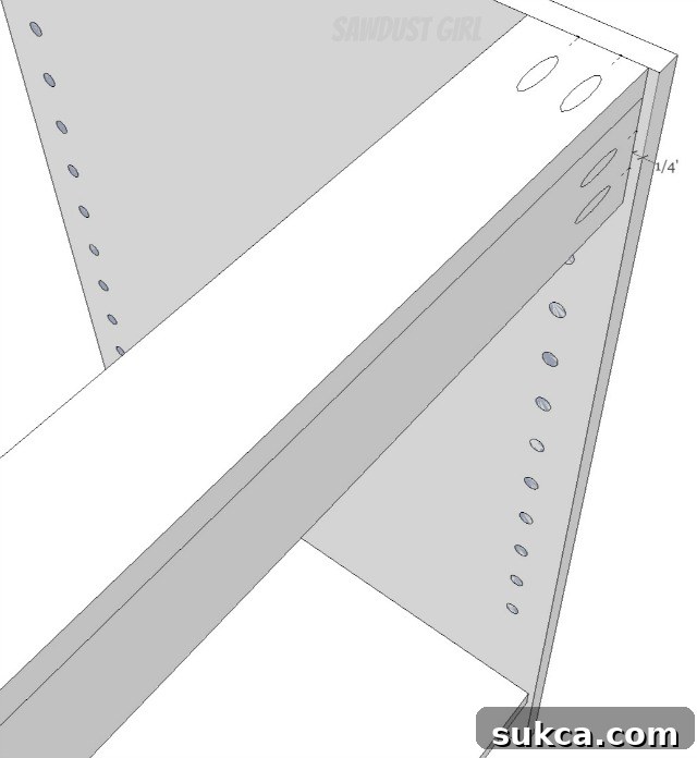 Diagram illustrating how to recess a cabinet back panel
