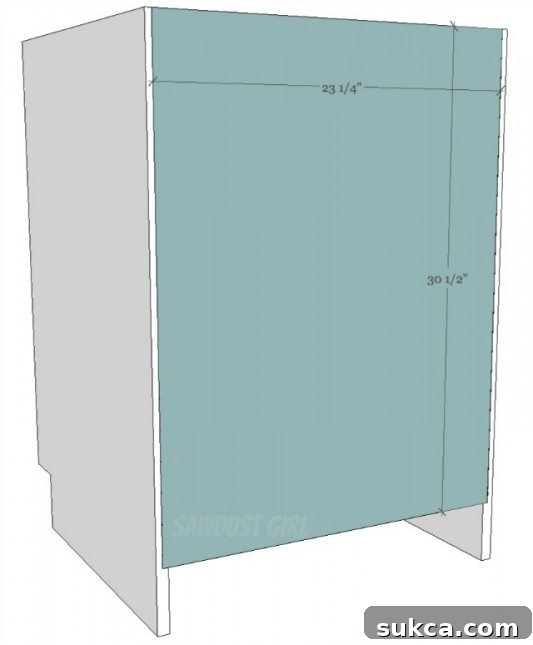 DIY Kitchen cabinet building tutorial for back panel installation