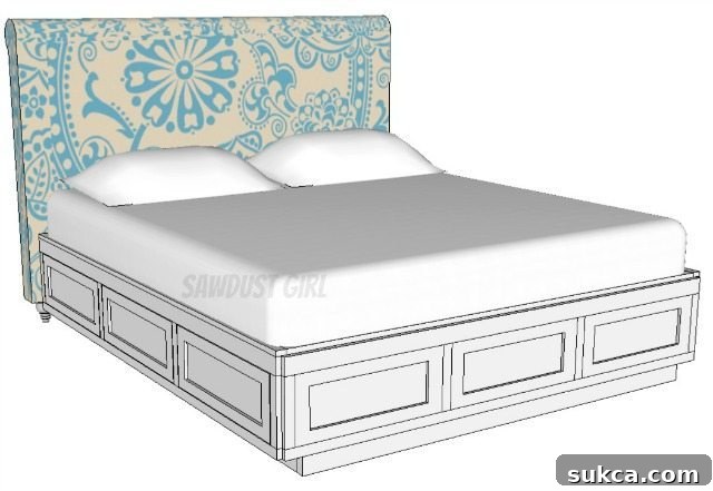 King storage bed plans with ample drawer storage