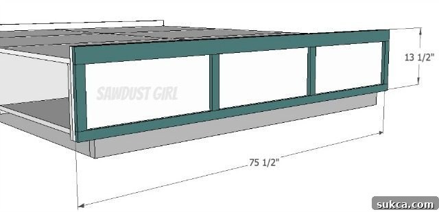 Option to add a faceframe over the footboard for a uniform aesthetic if not upholstering.