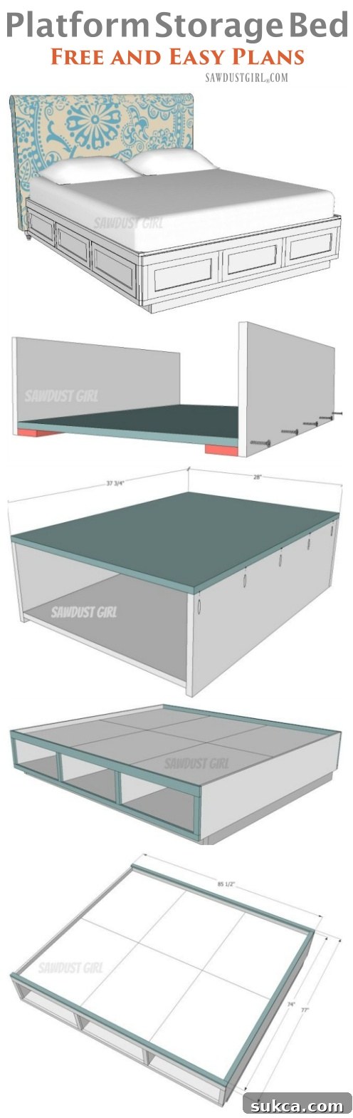 Build a platform storage bed with free plans!