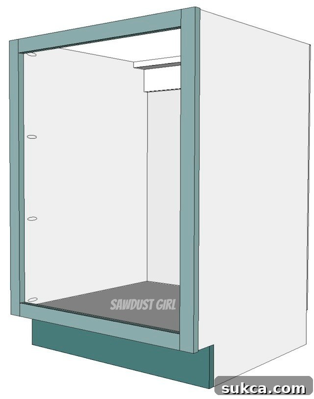 Attaching a cabinet face frame with interior pocket hole screws for hidden fasteners