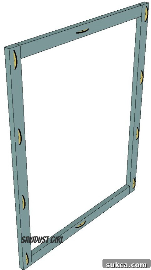 Close-up of biscuit slot for cabinet face frame attachment