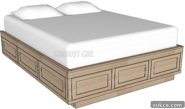Queen Size Platform Bed Frame with Underbed Storage Drawers 2 Queen Platform Storage Bed woodworking plans