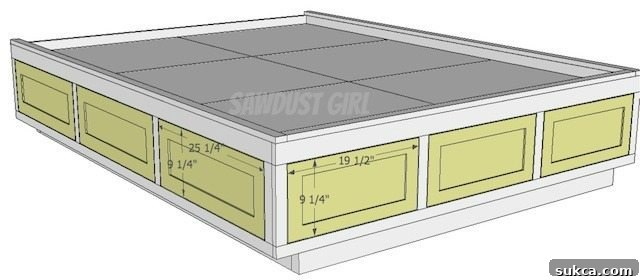 Queen Size Platform Bed Frame with Underbed Storage Drawers 17 Build it: Queen Platform Storage Bed