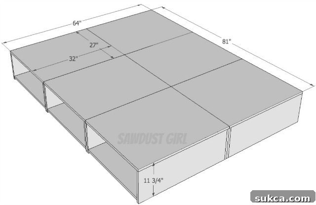 Queen Size Platform Bed Frame with Underbed Storage Drawers 6 Platform Storage Bed woodworking plans