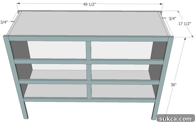 Free Plans to build an apothecary console table from Sawdust Girl.