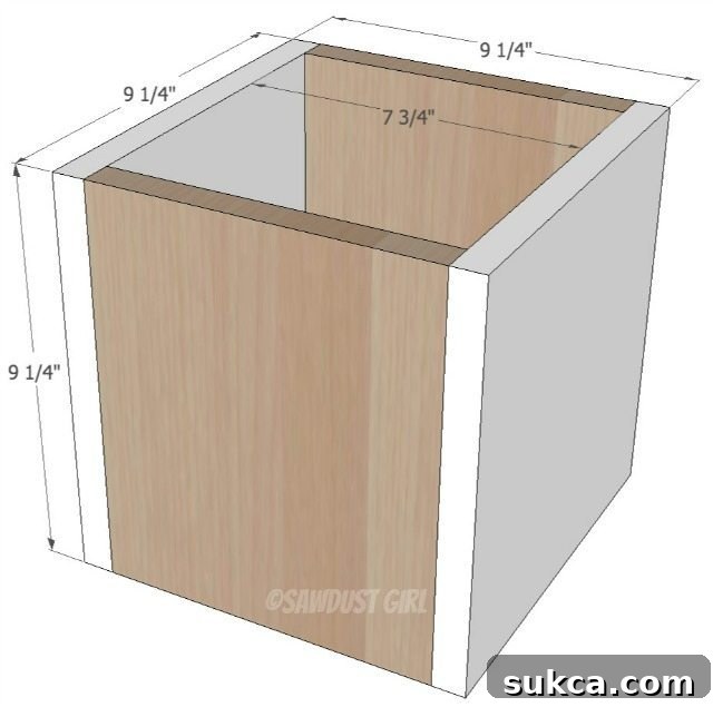 Cutting dimensions for DIY wood box