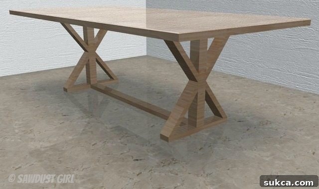 Craft Your Custom X-Base Dining Table 2 X-leg farmhouse table plans