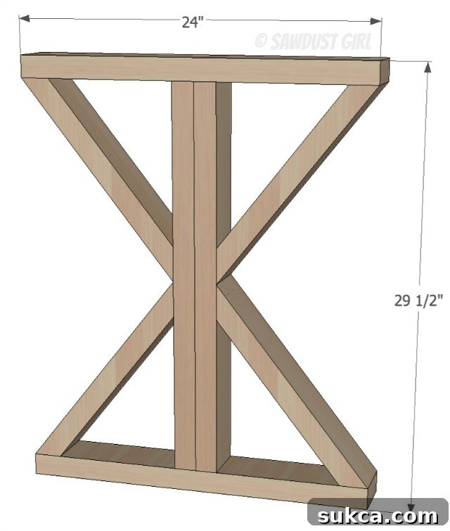Craft Your Custom X-Base Dining Table 6 X base farmhouse table plans from SawdustGirl.com