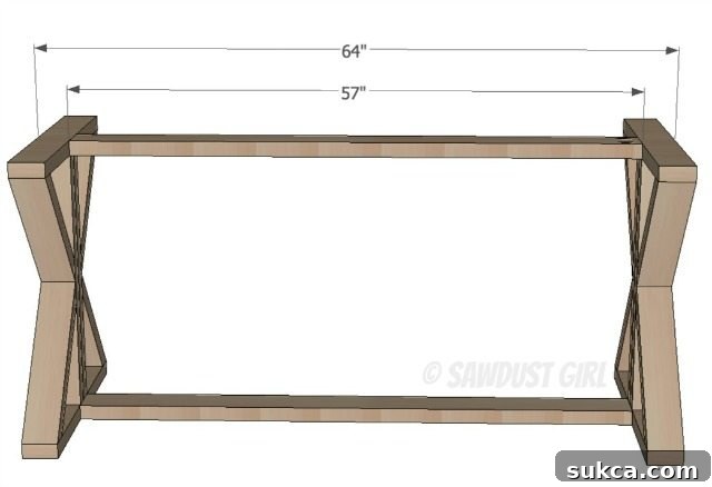 Craft Your Custom X-Base Dining Table 9 X base farmhouse table plans from SawdustGirl.com