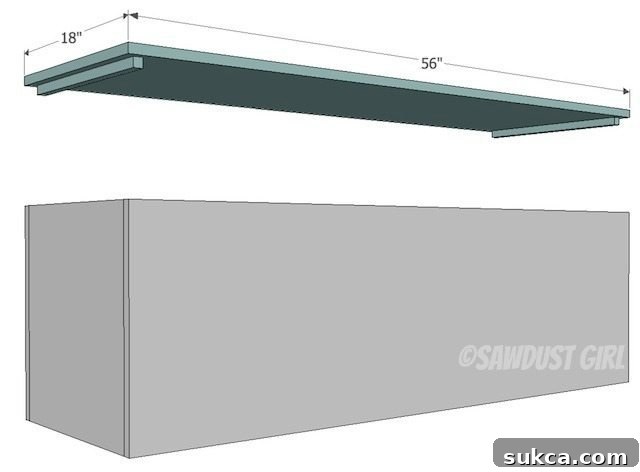 King size upholstered storage bench plans from SawdustGirl.com