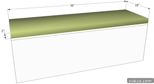 King size upholstered storage bench plans from SawdustGirl.com