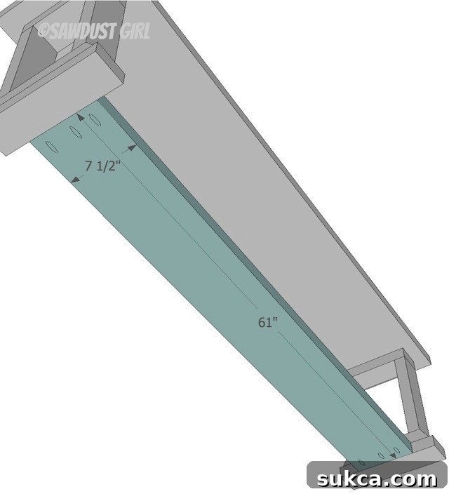 Installing the bottom brace for dining bench plans