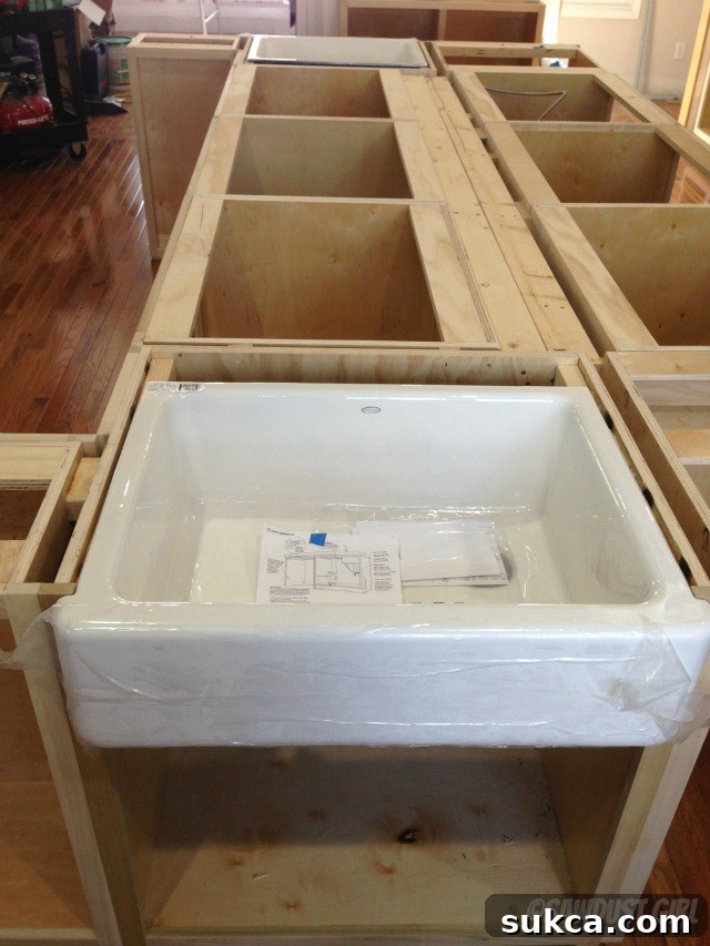 Kitchen island cabinets with farmhouse sink perfectly installed