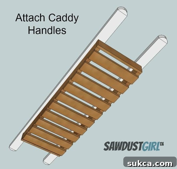 Build this across the tub tray - attaching handles