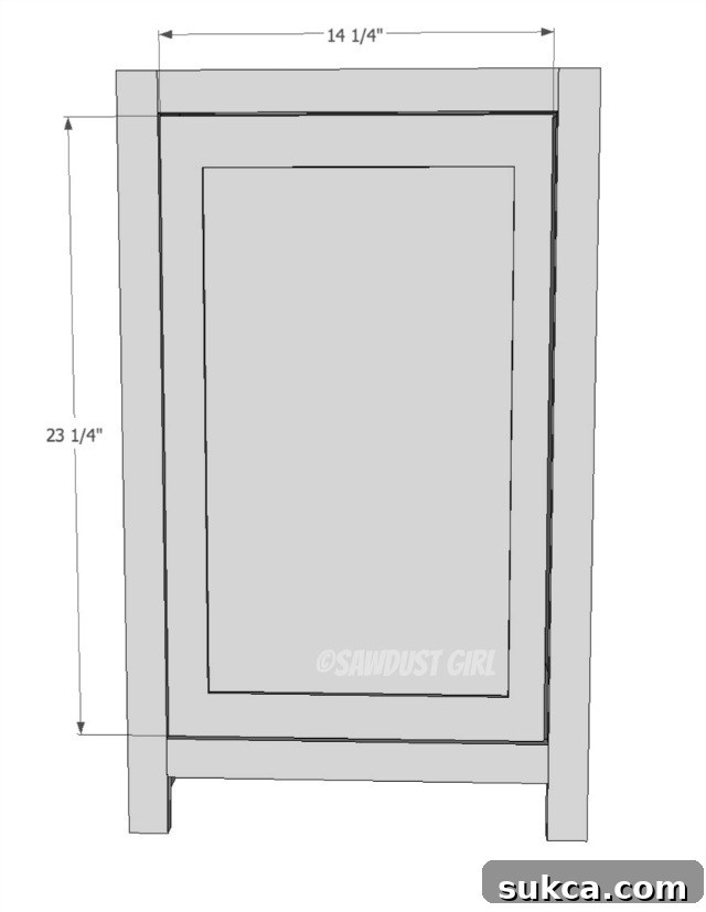 Cabinet door construction with shelves and various hinge options