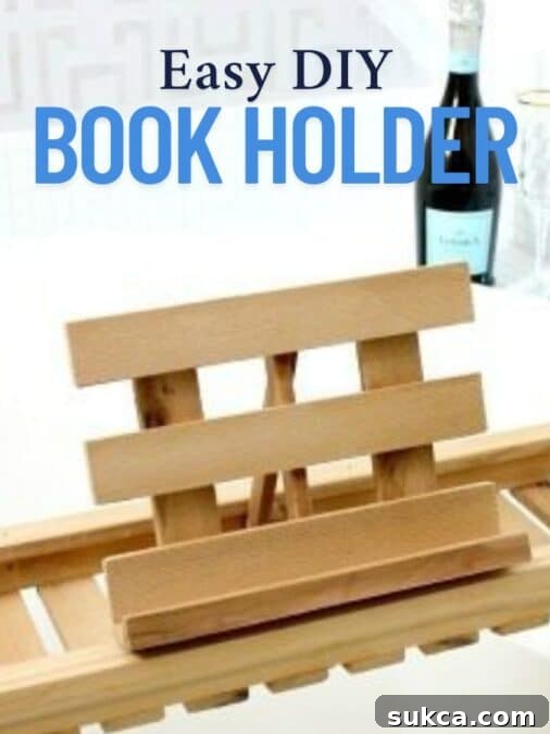 Easy DIY book holder for bath caddy or countertop close up