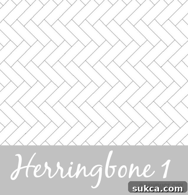 Close-up of Herringbone subway tile pattern option 1