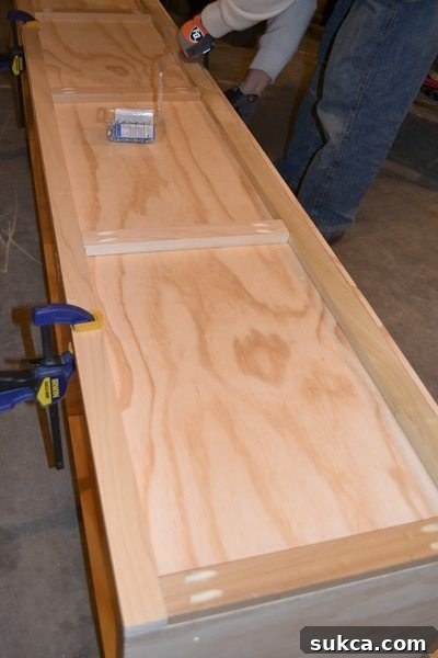 Initial construction of the window seat base structure