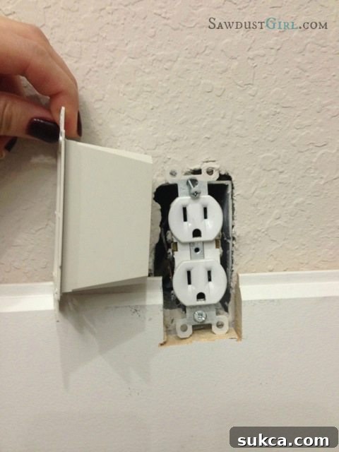 Master closet plank wall with outlet extension