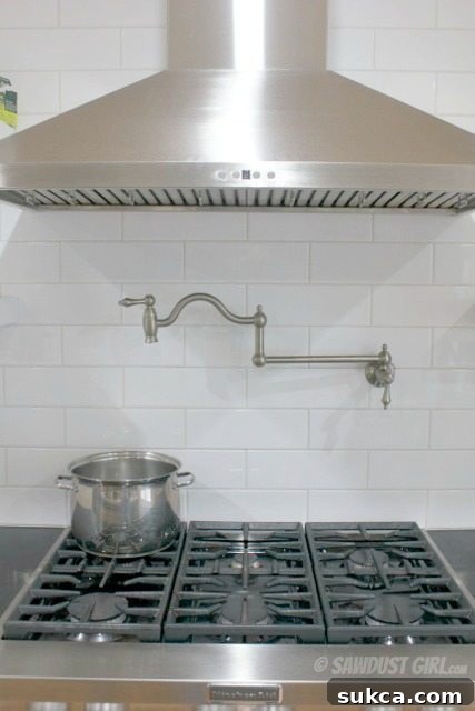 The fully functional pot filler, ready to enhance the kitchen experience Kitchen Pot Filler