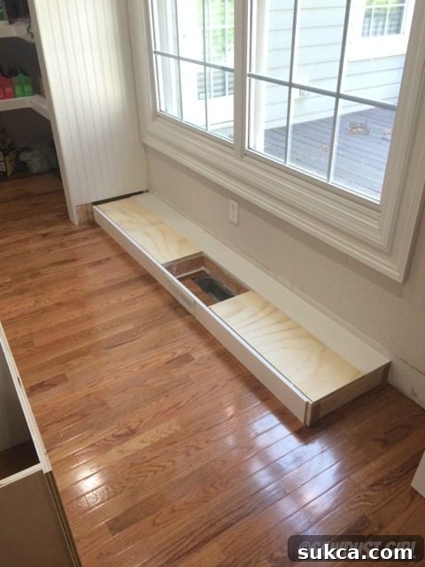 Completed Project with Functional Vent How to install cabinet base with a floor vent