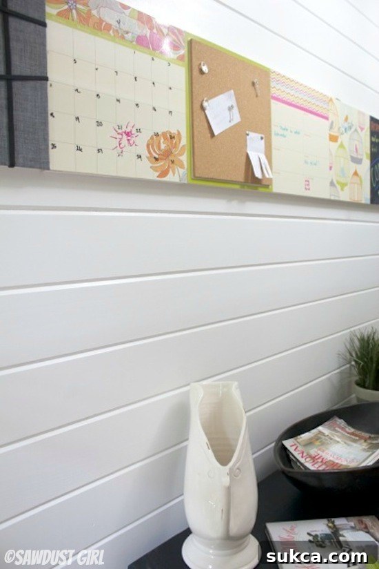 Final assembly of custom DIY memo boards on the wall organization station