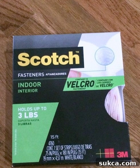 Applying Scotch indoor fasteners to the back of DIY memo boards