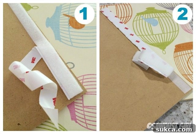 Attaching DIY memo board to wall rail using Scotch fasteners