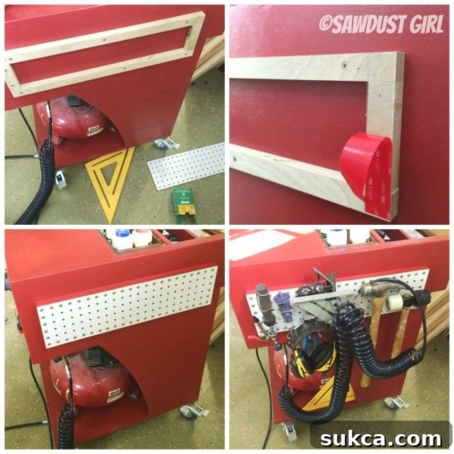Pegboard storage on diy rolling tool cart