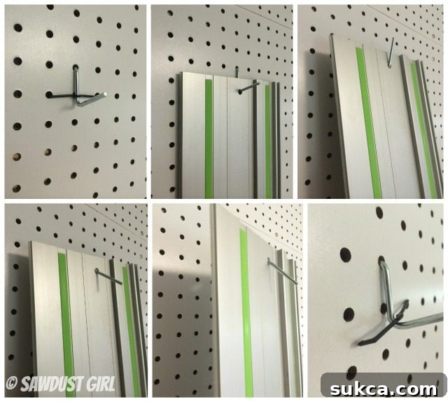 DIY Pegboard Organization Wall 7 Tip for keeping pegboard hooks ON the wall and preventing them from falling out
