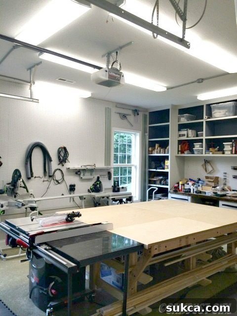 Bright new LED shop lights illuminate the workshop