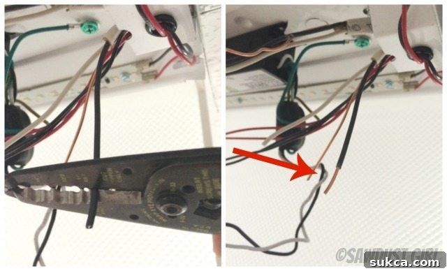Stripping electrical wire for light fixture connection