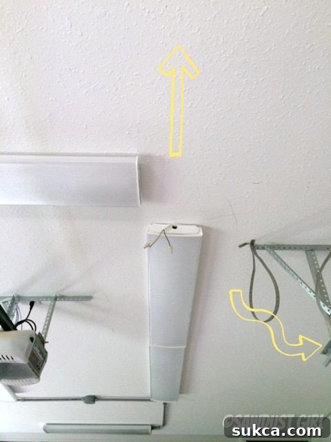 Close-up of a capped wire awaiting the final LED light installation