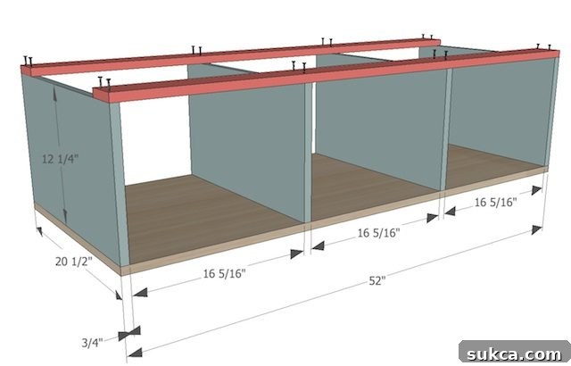 How to Make a Storage Bench and Cabinets for Your Side Entry - Tutorial - Box with top cleats