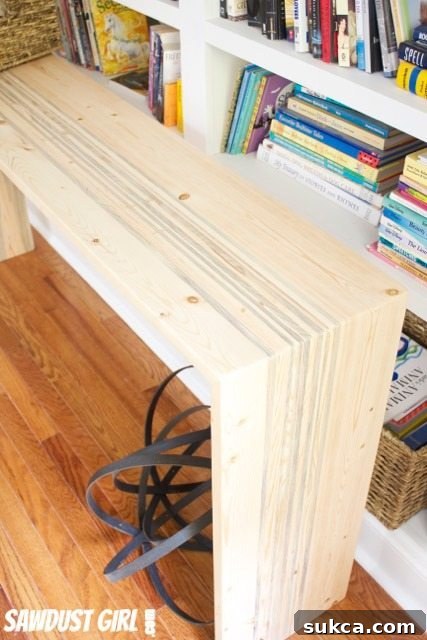Rustic Contemporary Entry Table - GRR-RIPPER review and giveaway Front view of the finished DIY Rustic Contemporary Console Table
