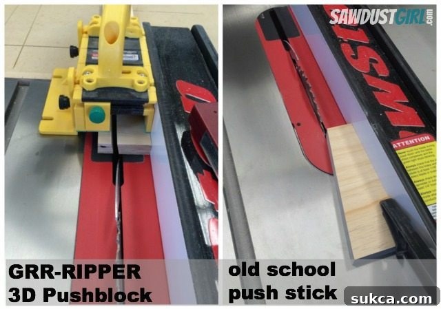 push stick- block comparison Comparison between a traditional push stick and the GRR-RIPPER 3D Pushblock