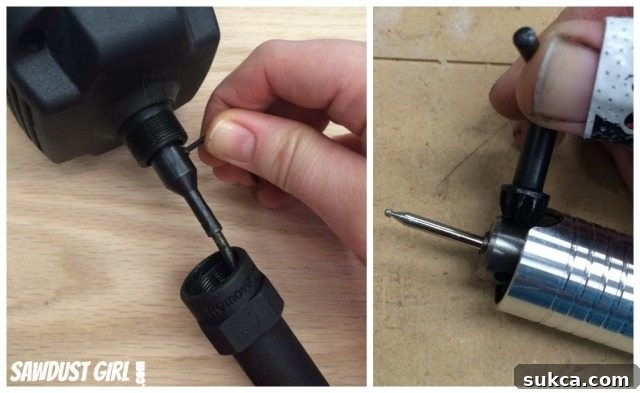 Changing bits on a Dremel Fortiflex tool