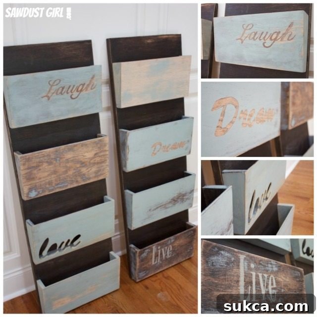 Another perspective of the finished DIY Hanging Organizer